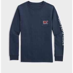 Like New! Vineyard Vines-Football Whale Long-Sleeve Pocket Tee-Boys XL